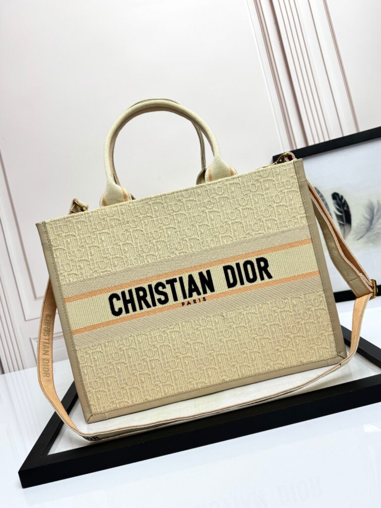 Dior- Book Tote- Yellow Straw
