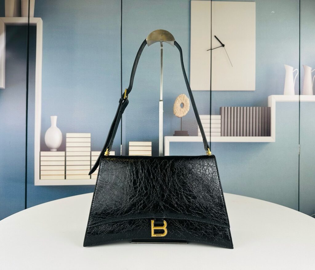 Balenciaga-Hourglass Large Top Handle Bag-Crushed lambskin