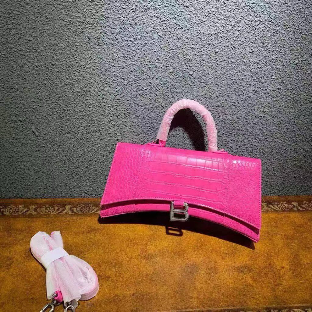 Balenciaga-Hourglass Large Top Handle Bag- Crocodile