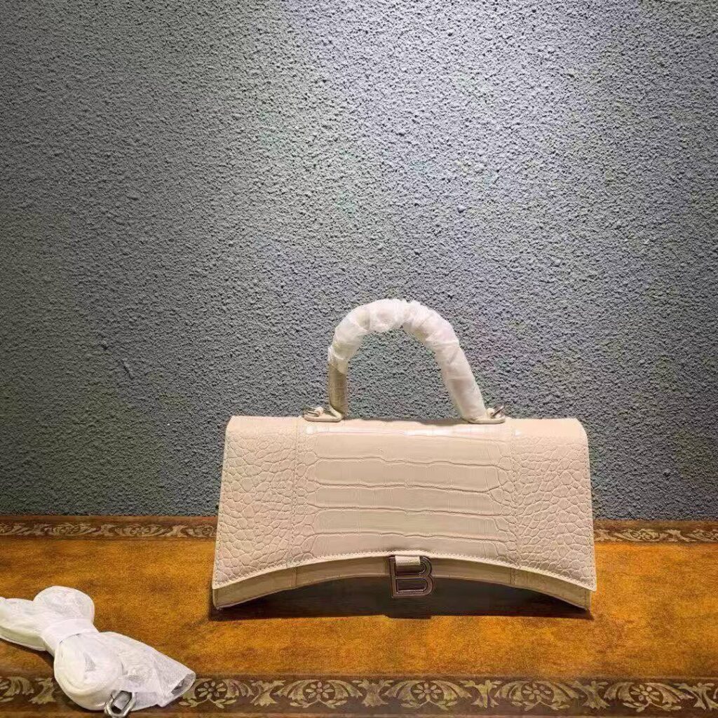 Balenciaga-Hourglass Large Top Handle Bag- Crocodile