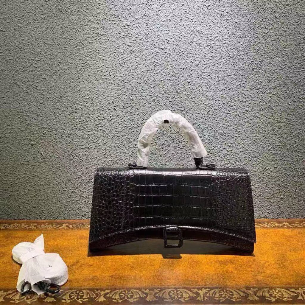 Balenciaga-Hourglass Large Top Handle Bag- Crocodile