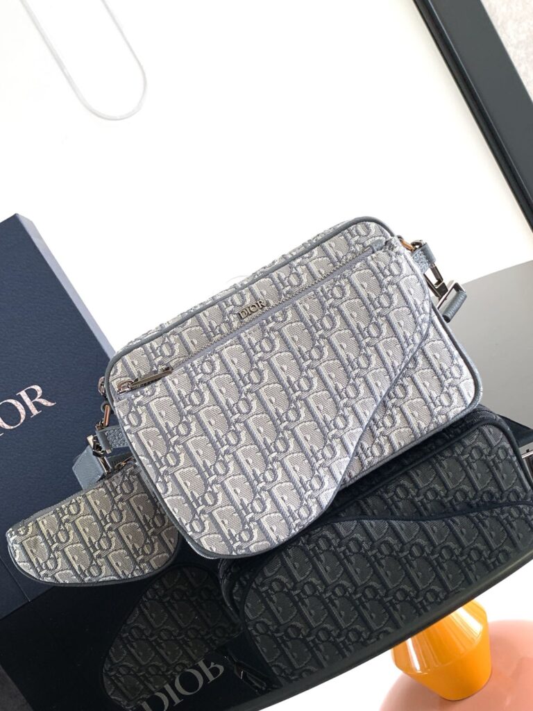 Dior-Saddle/Message Bag-Men's-Grey Oblique-3 Bags