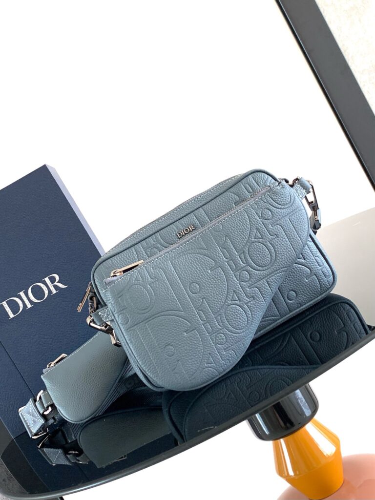 Dior-Saddle/Message Bag-Men's-Blue-Lambskin-3 Bags