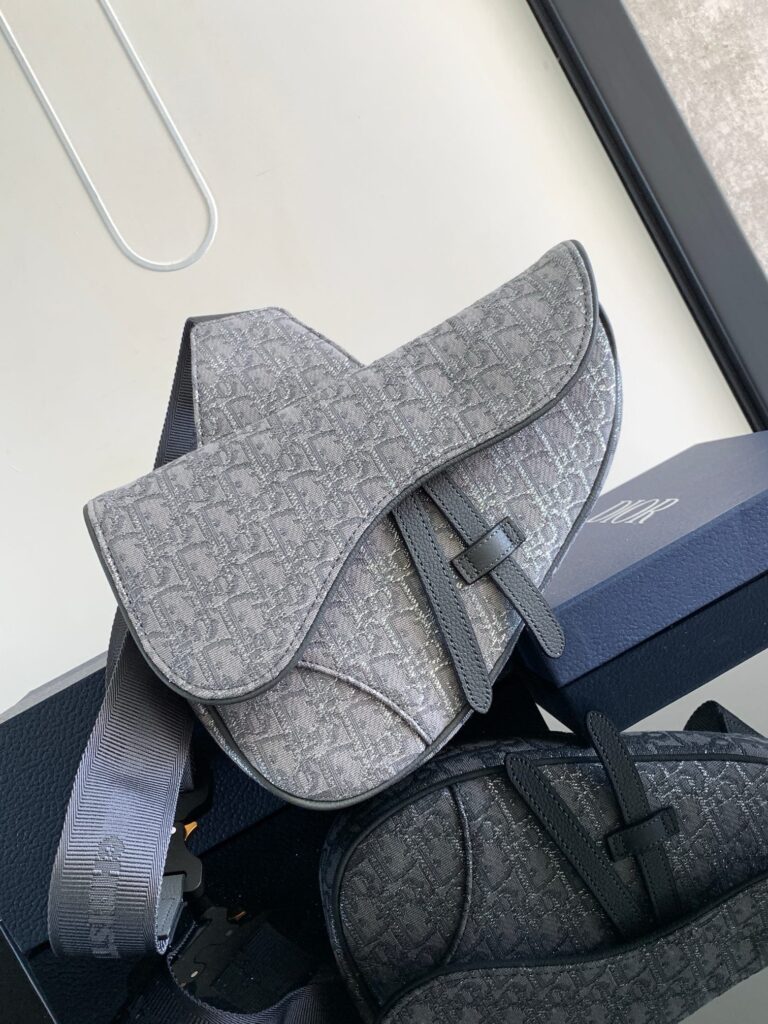 Dior-Saddle Bag-Men's-Grey-Embroidery