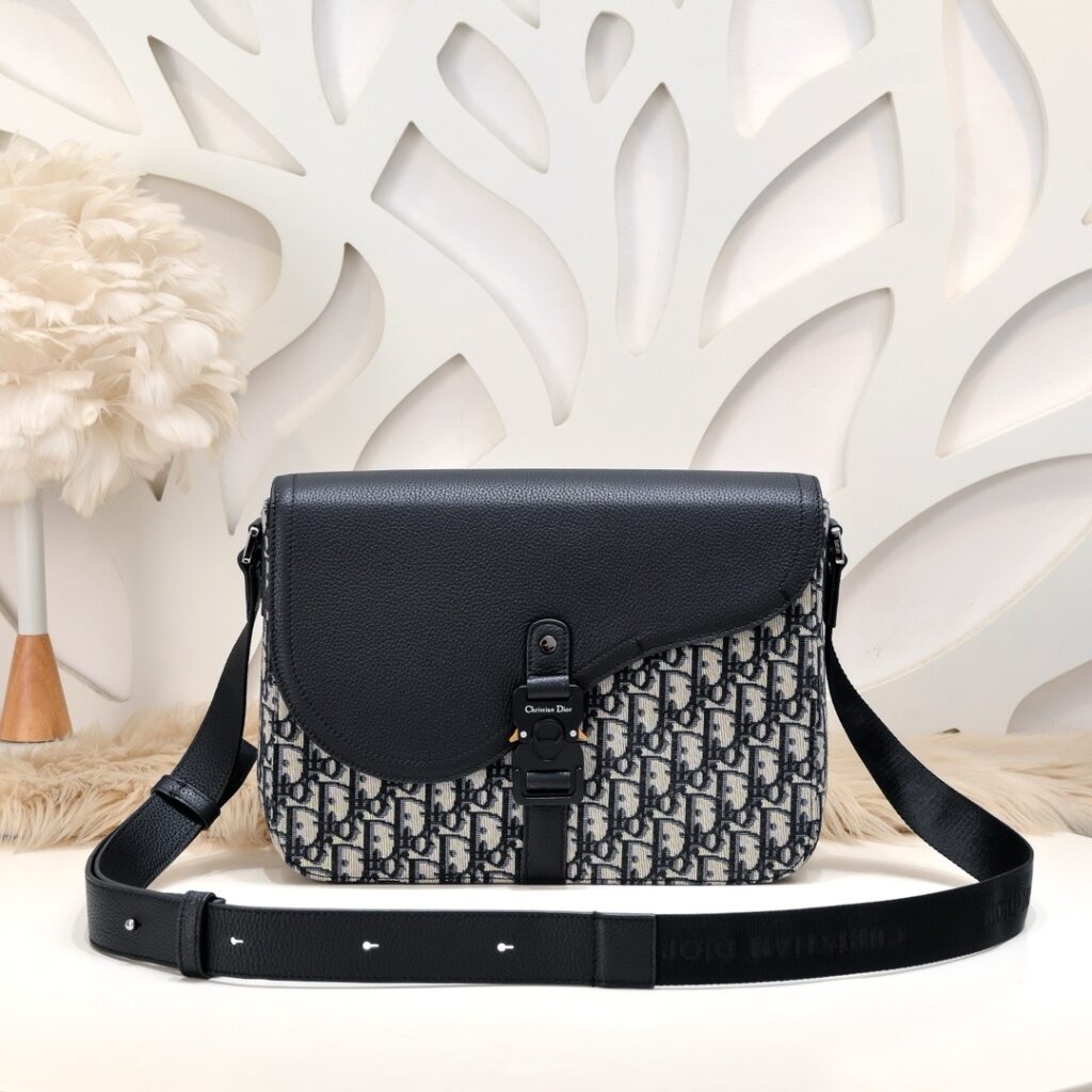 Dior-Saddle/Message Bag-Men-Navy Blue-Lambskin&Embroidery