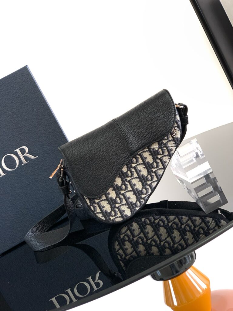 Dior-Saddle Bag-Men's-Navy Blue-Embroidery&Lambskin