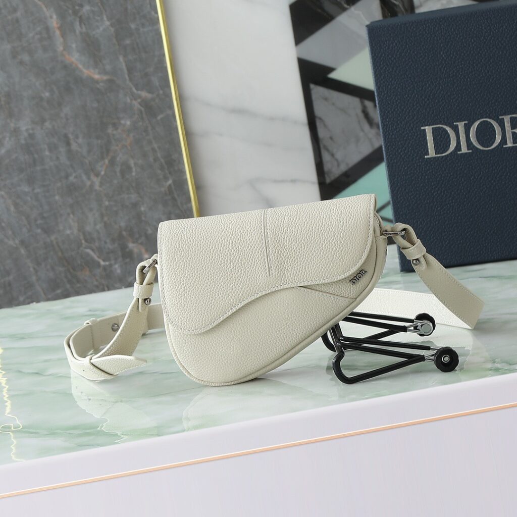Dior-Saddle Bag-Men-White-Lambskin