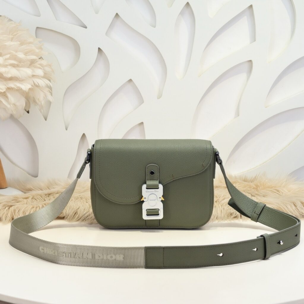 Dior-Saddle/Message Bag-Men-Green-Lambskin