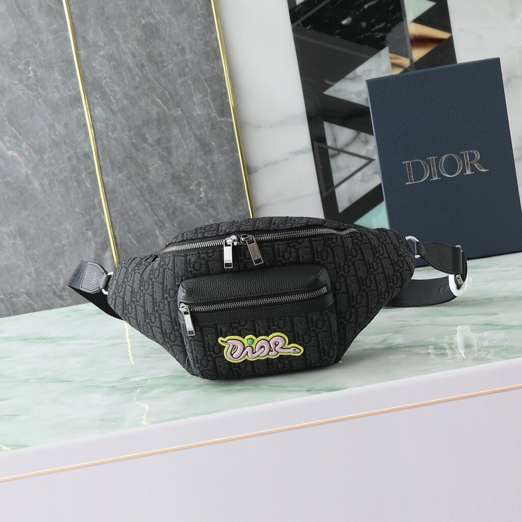 Dior And KAWS-Fanny Pack-Mens-Black&Yellow