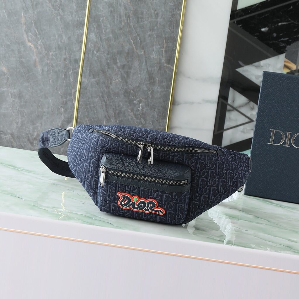 Dior And KAWS-Fanny Pack-Mens-Dark Blue