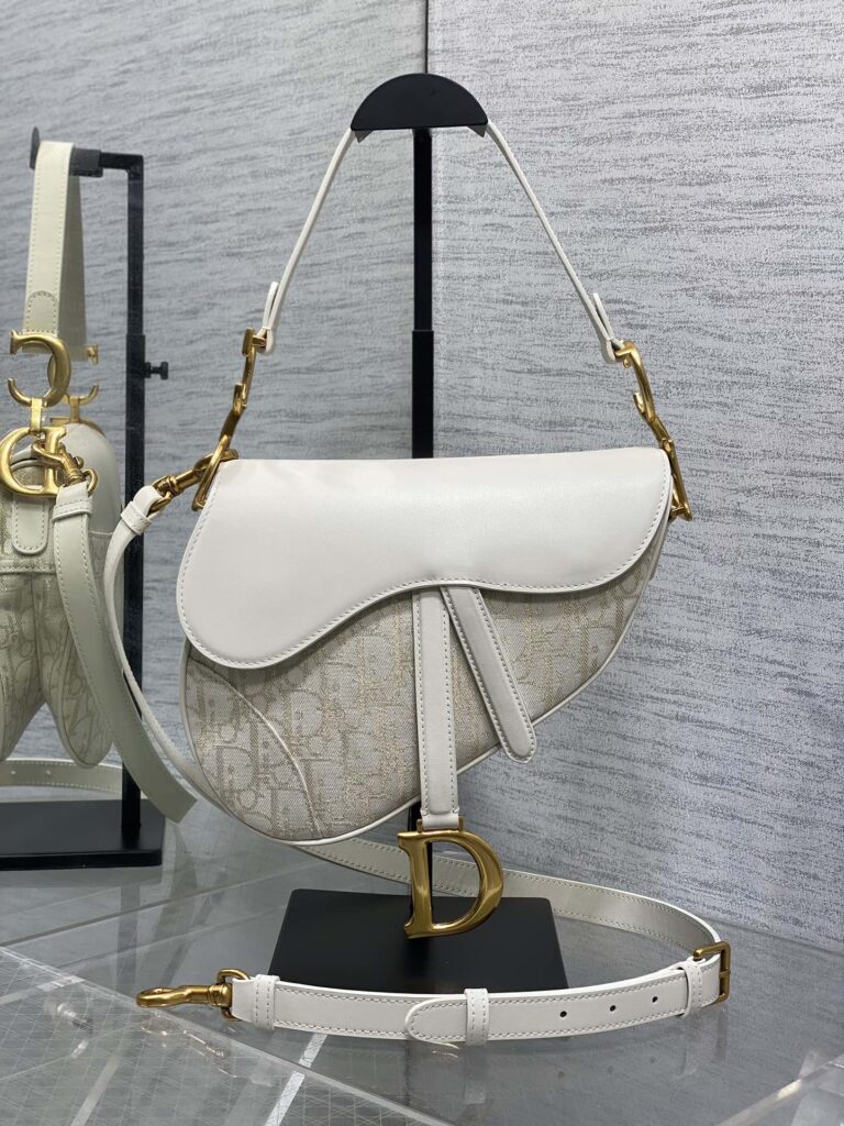 Dior-CD Saddle-Gold and white