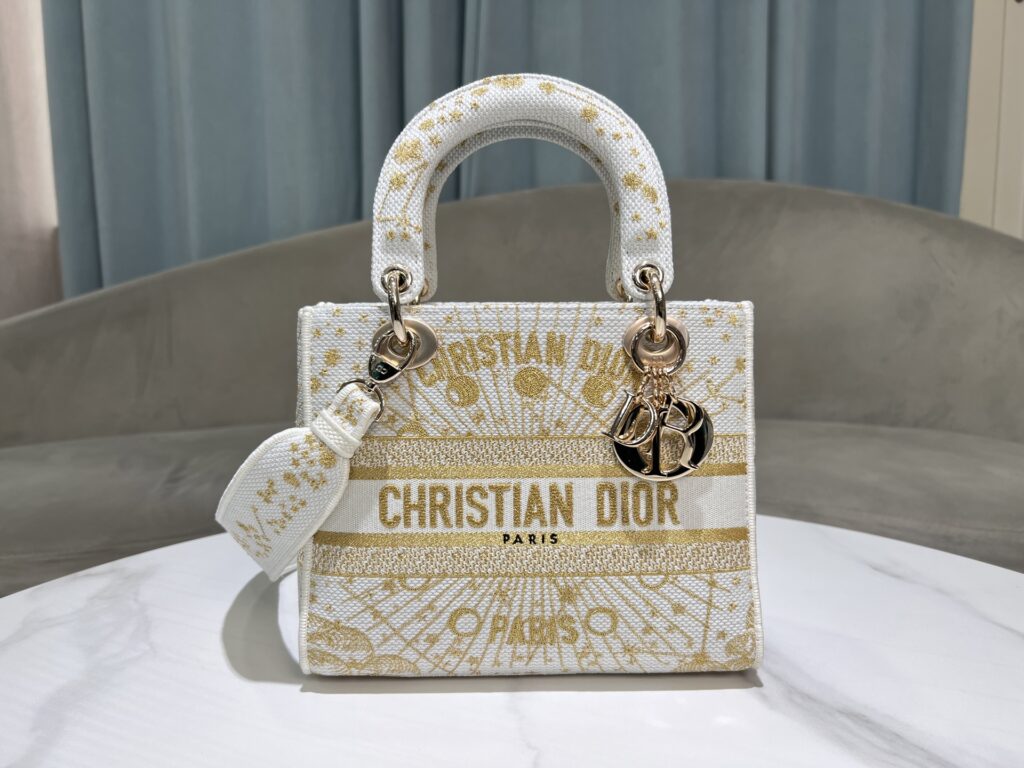 Dior- Lady Dior -Embroidery-Gold&White