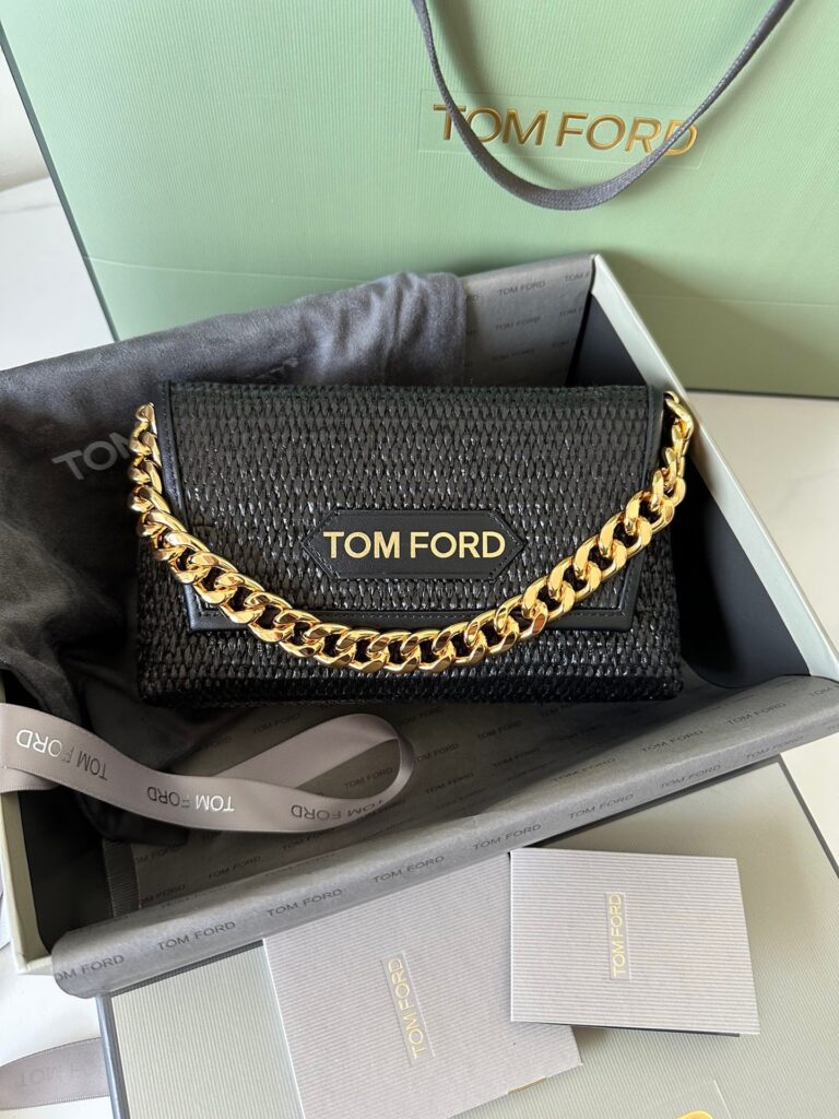 Tom Ford Label Woven Clutch-Black