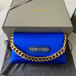 Tom Ford Label Silk Clutch-Blue