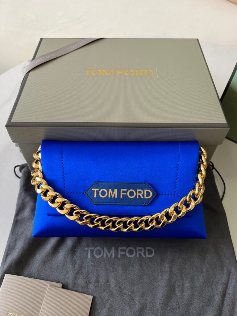 Tom Ford Label Silk Clutch-Blue
