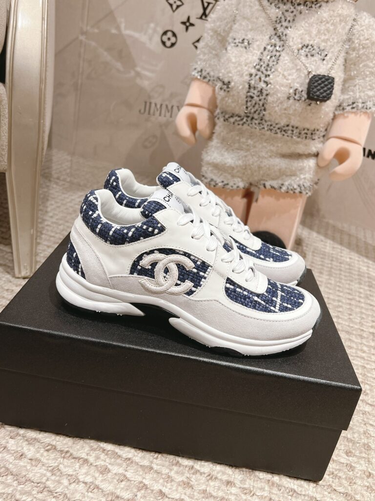 Chanel Woman Sneakers Linen Navy