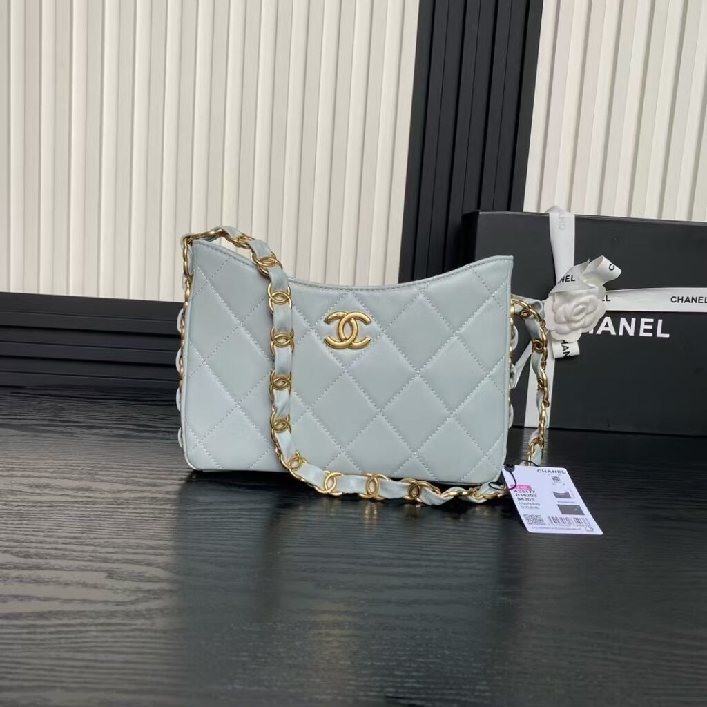 Chanel-24K hobo-AS5177-Blue-Gold buckle