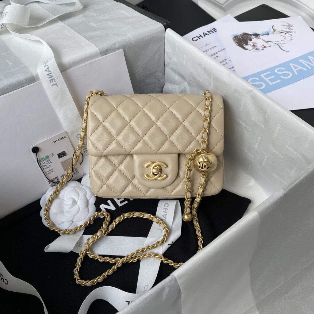 Chanel-CF mini-Apricot-Gold buckle