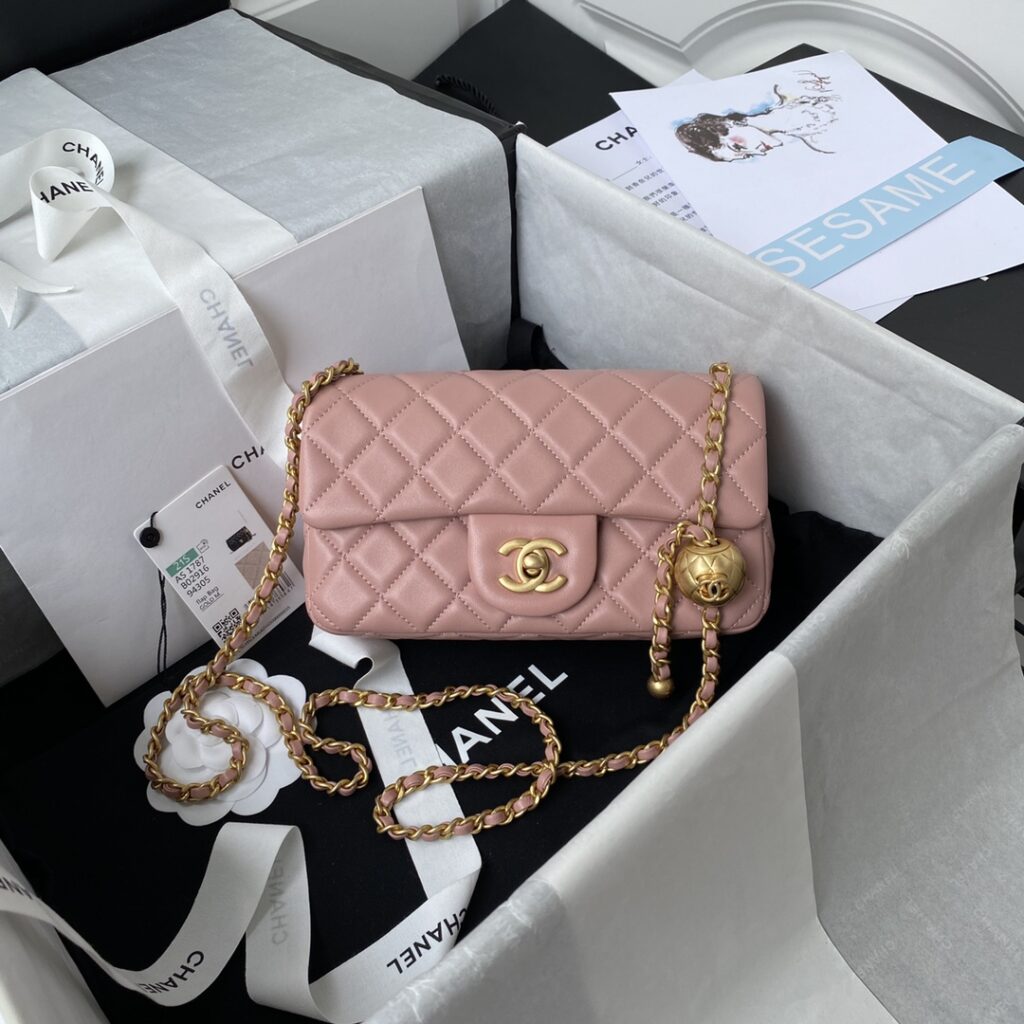 Chanel-CF mini-AS1787-Pink-Gold buckle