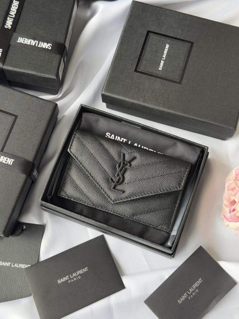YSL-Card Holder-Black(Black Logo)