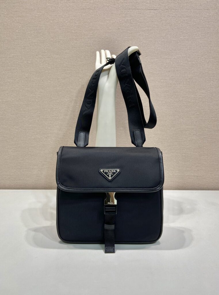 Prada-Re-nylon And Saffiano Leather Shoulder Bag-Black-2VD077