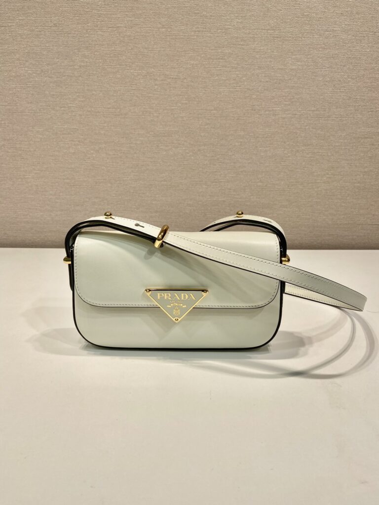 Prada-Cognac Leather shoulder bag-White-1BD339