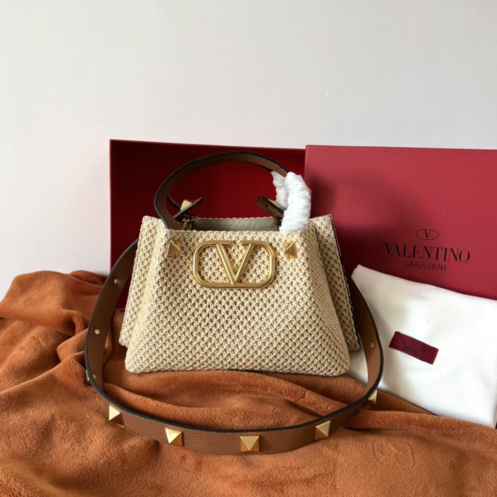 Valentino-raffia woven bag-original color