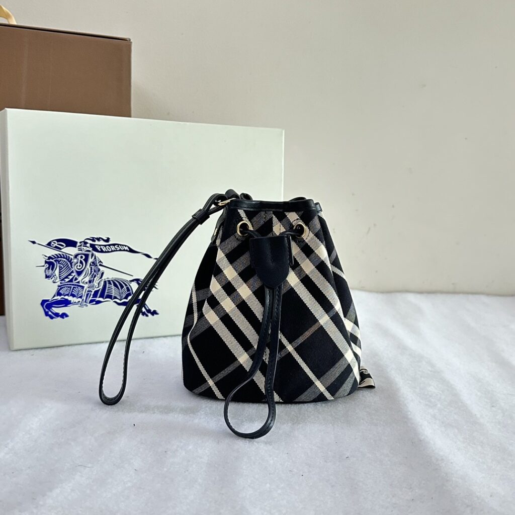 Burberry-Drawstring bucket bag-Small Size-Black