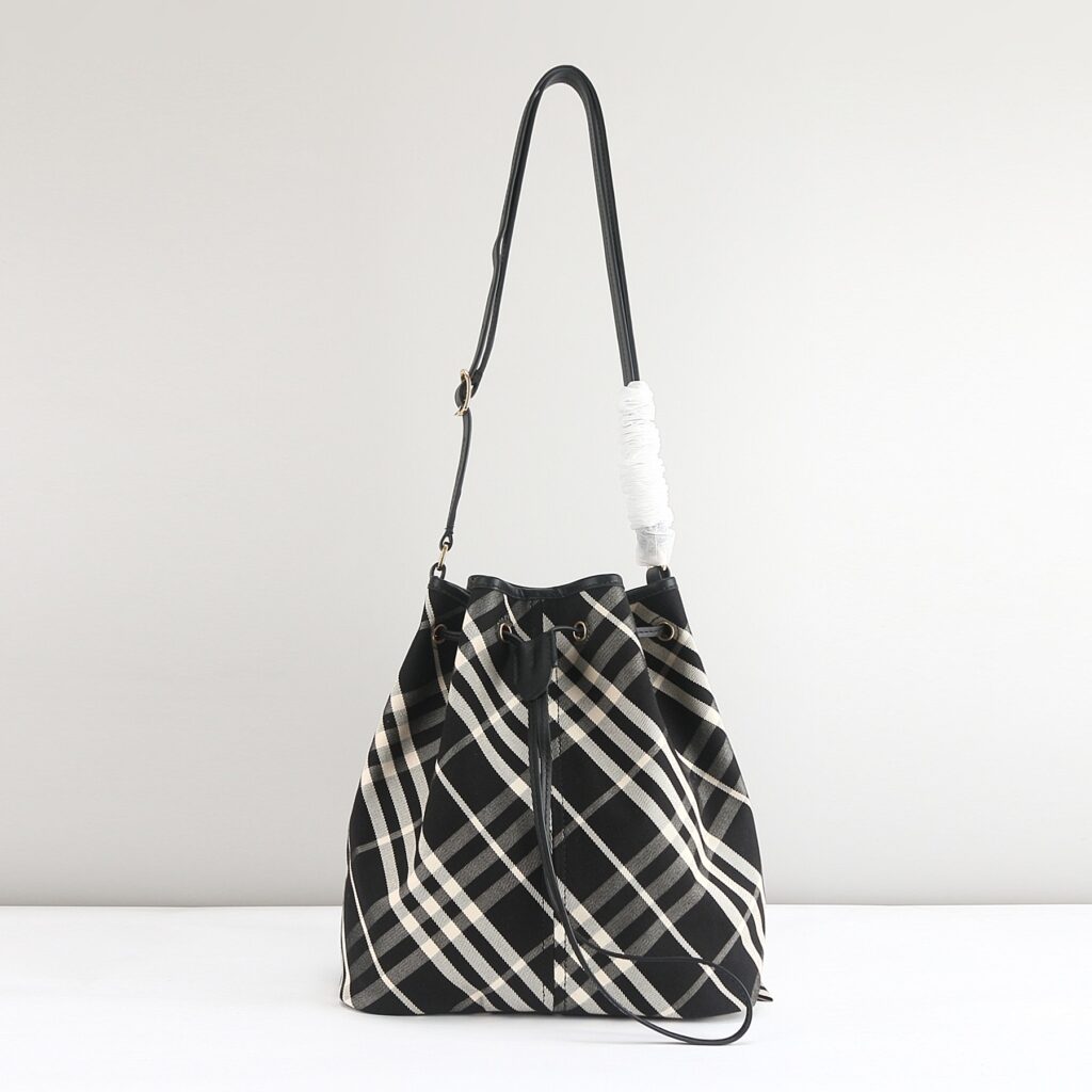 Burberry-Drawstring bucket bag-Large Size-Black