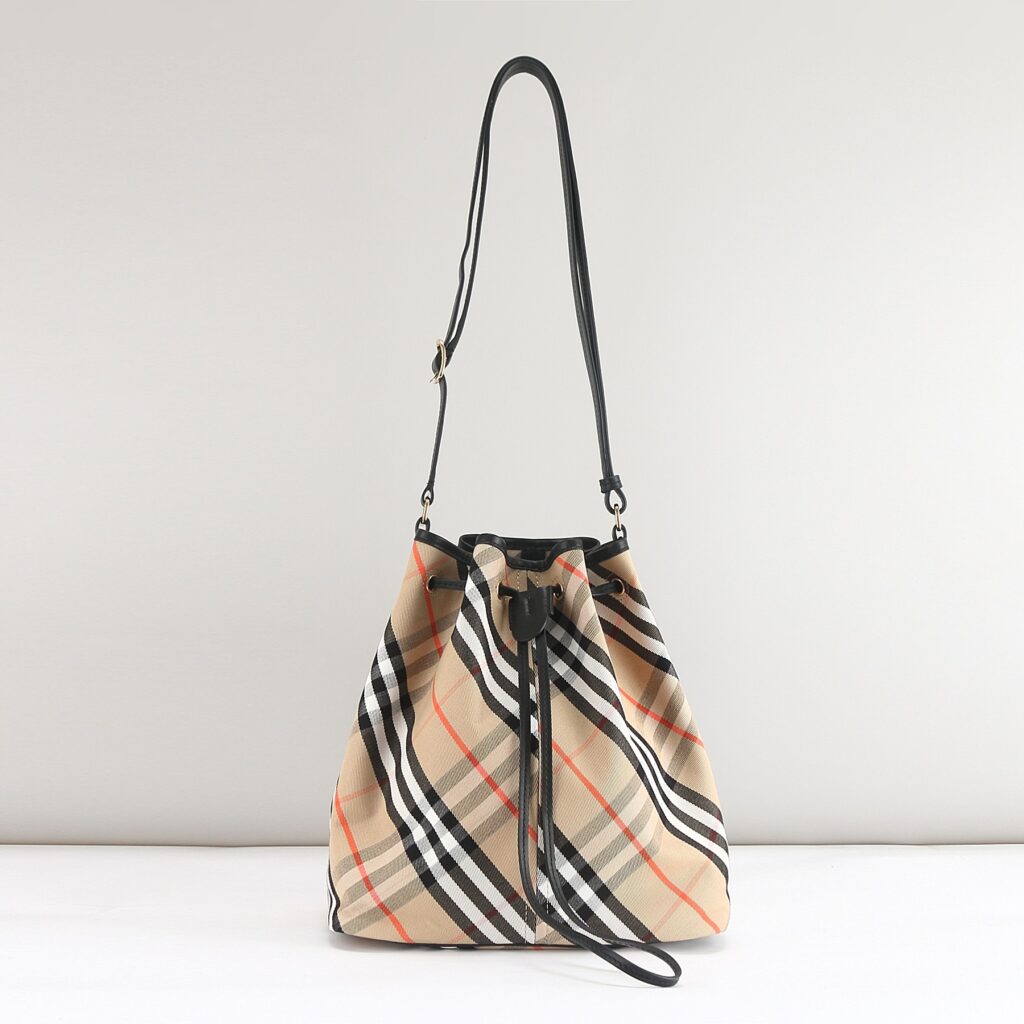 Burberry-Drawstring bucket bag-Large Size-Brown