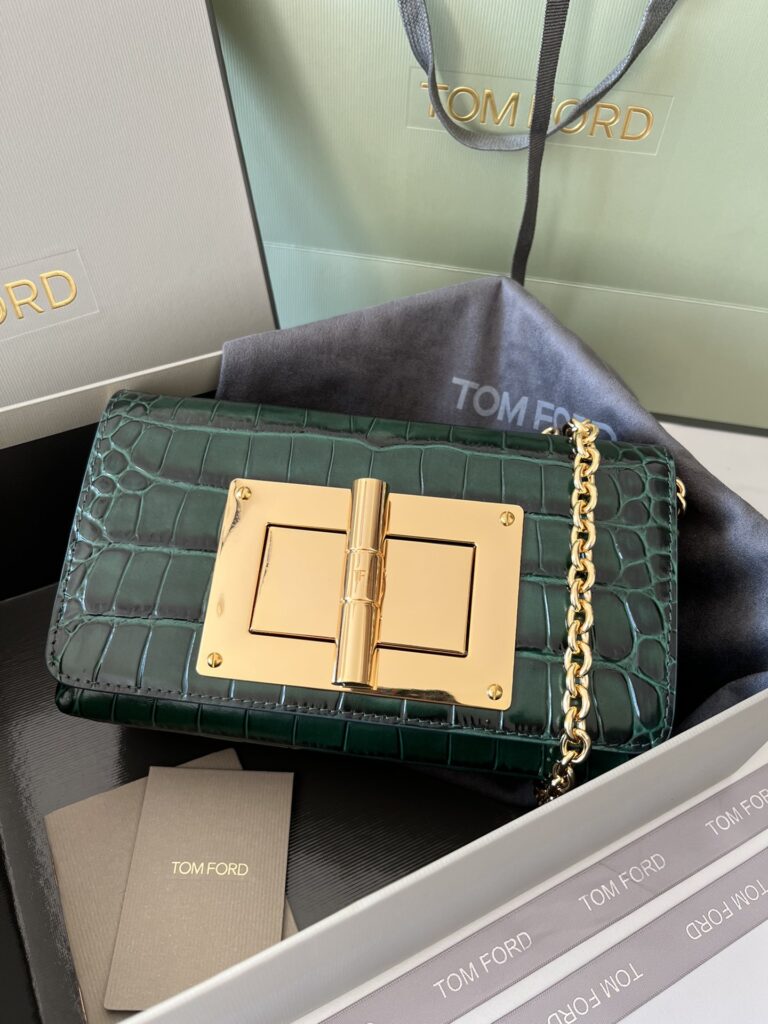 Tom Ford Stamped Crocodile Pattern Mini Shoulder Bag-Green