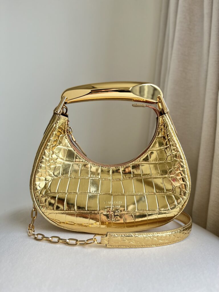 TomFord Bianca Hobo Bag-Crocodile Pattern-Gold