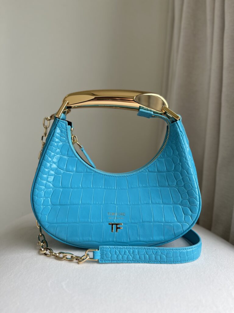 TomFord Bianca Hobo Bag-Crocodile Pattern-Blue