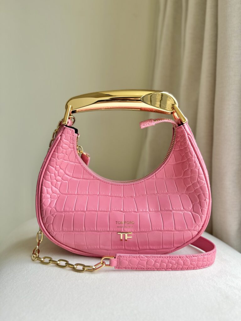 TomFord Bianca Hobo Bag-Crocodile Pattern-Pink