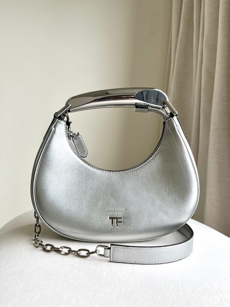 TomFord Bianca Hobo Bag-Leather-Silver