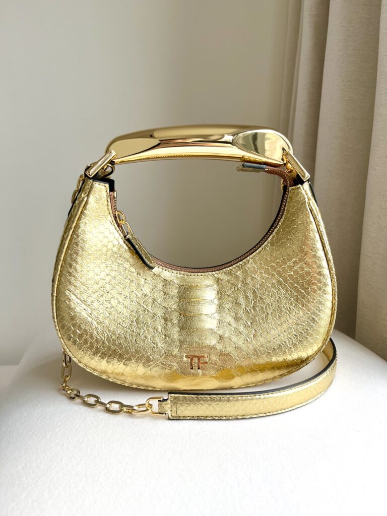 TomFord Bianca Hobo Bag-Crocodile Pattern-Gold