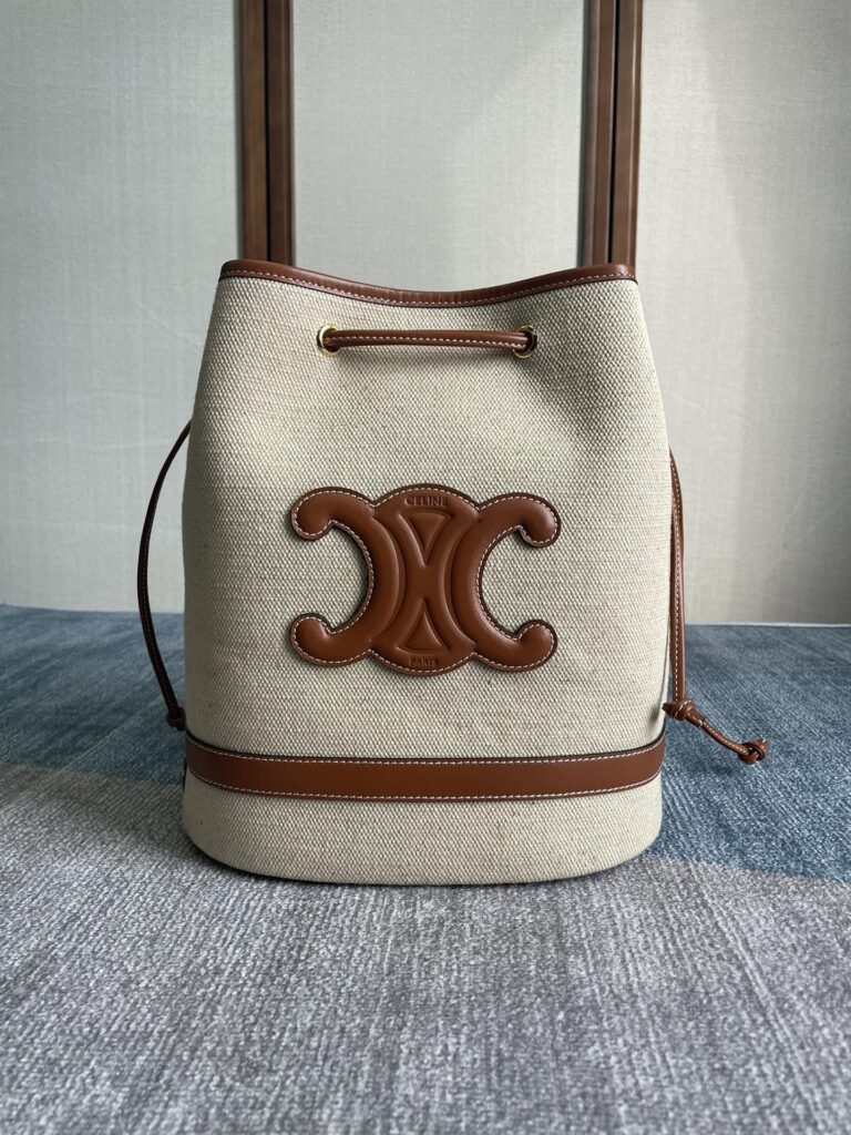 Celine Seau Marin Fabric And Leather Bucket Bag