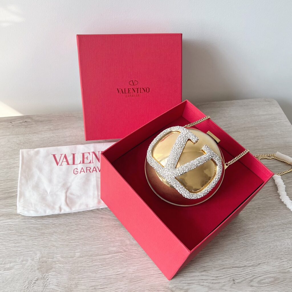 Valentino-Crystal Gold Ball Bag-Gold