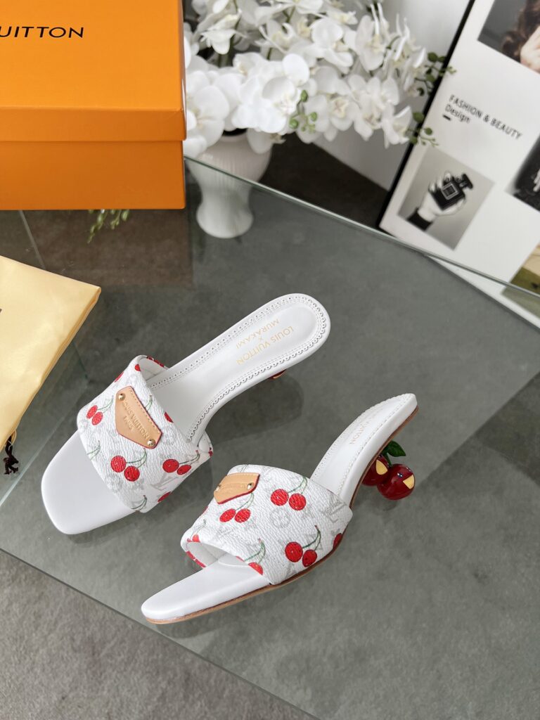 LV Woman Sandals Cherry White